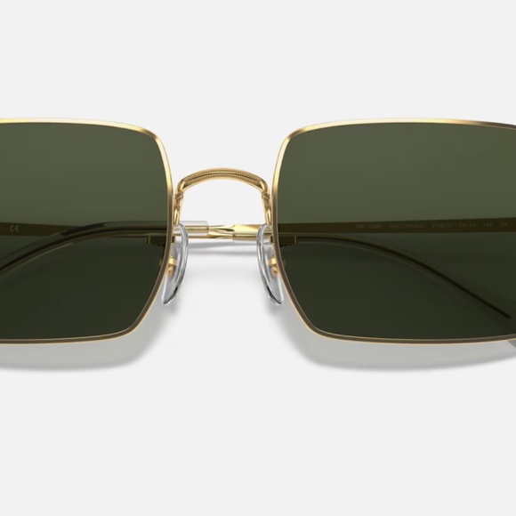 Ray-Ban Rectangle sunglasses (RB1969). Polished gold frame/G-15 green lenses - Picture 9 of 11